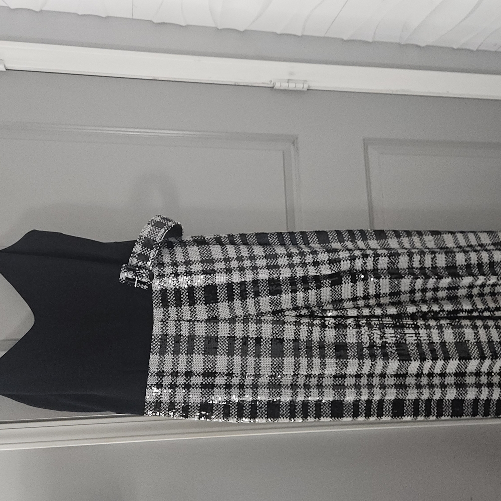 Elegant Black and White Plaid Dress